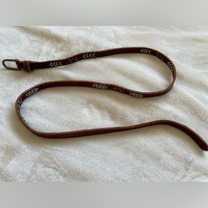 J Crew Skinny Leather Belt with Blue and Teal Stitching size small